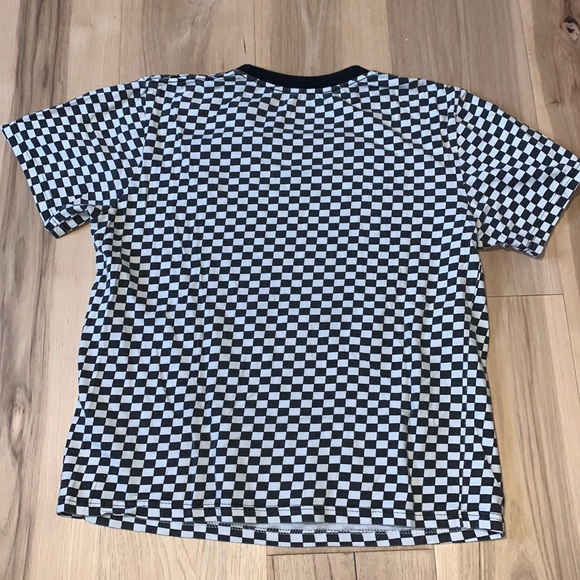 Checkerboard With Embroidered Rose T Shirt Men’s M - Picture 3 of 3